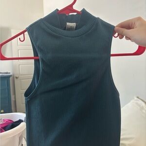 Sleeveless Ribbed Mock Neck Top - Teal